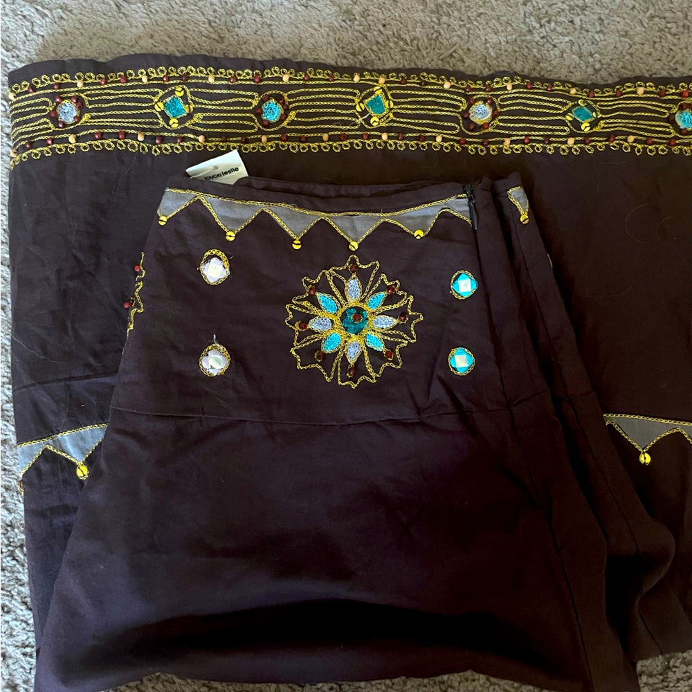 Magic Brown Midi Cargo Low-Waisted Beaded Skirt Women’s L